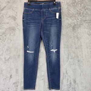 Old Navy Rockstar Jeggings Womens 8 Petite Blue Distressed Denim Stretch Jeans